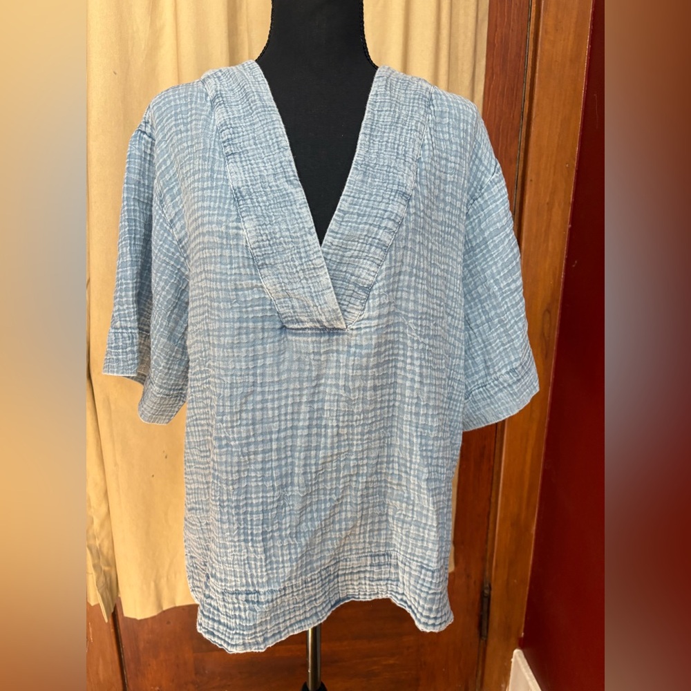 Faherty Indigo Crinkle Shirt